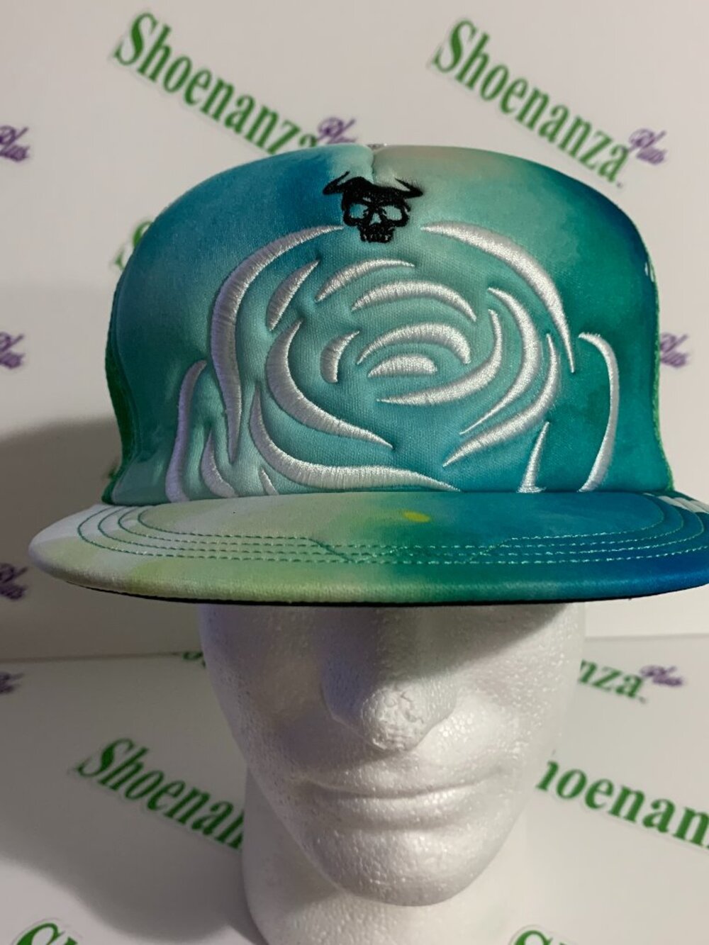 Watson Hat Floral Foam Padded Adjustable Trucker Blue Green Ombre Cap OSFM